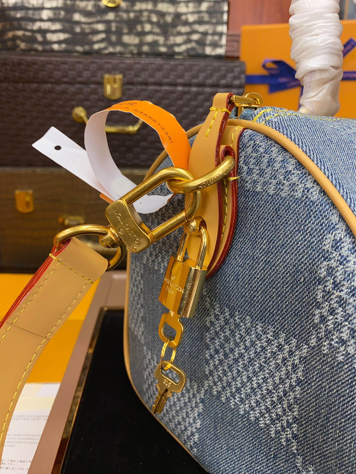 LV Speedy 25 Bandoulière Damier Denim 3D